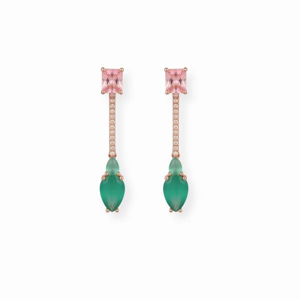Aretes Laminados en Oro de 18KL con Piedras Semipreciosas