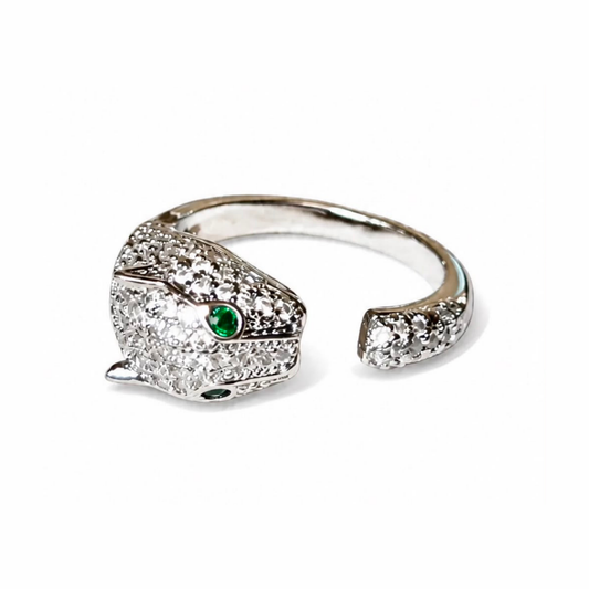 Anillo de Pantera Unitalla Laminado en Oro de 18KL con Ojos de Piedras Semipreciosas