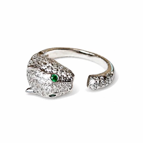 Anillo de Pantera Unitalla Laminado en Oro de 18KL con Ojos de Piedras Semipreciosas