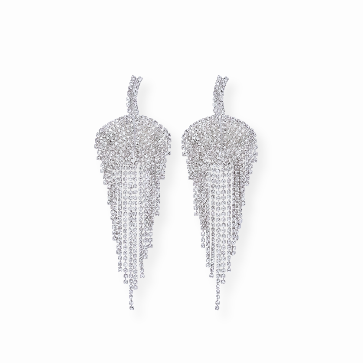 Aretes Enchapados en Oro Blanco de 18KL con Cristales