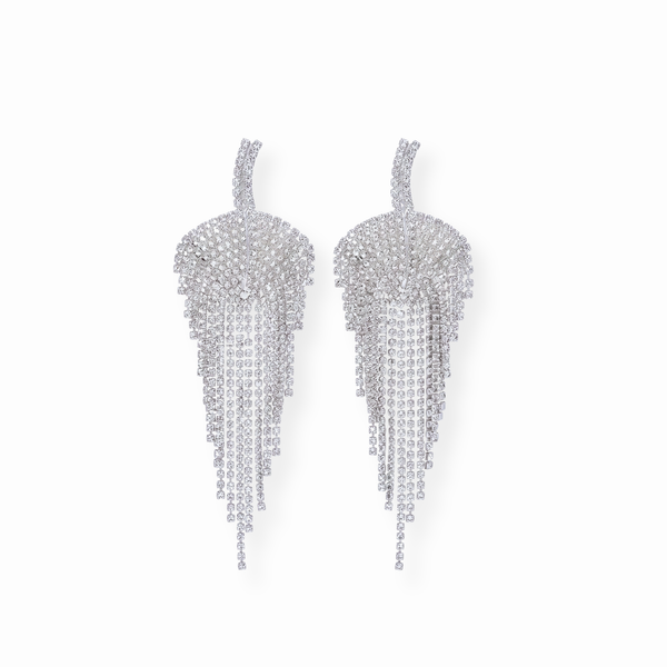 Aretes Enchapados en Oro Blanco de 18KL con Cristales