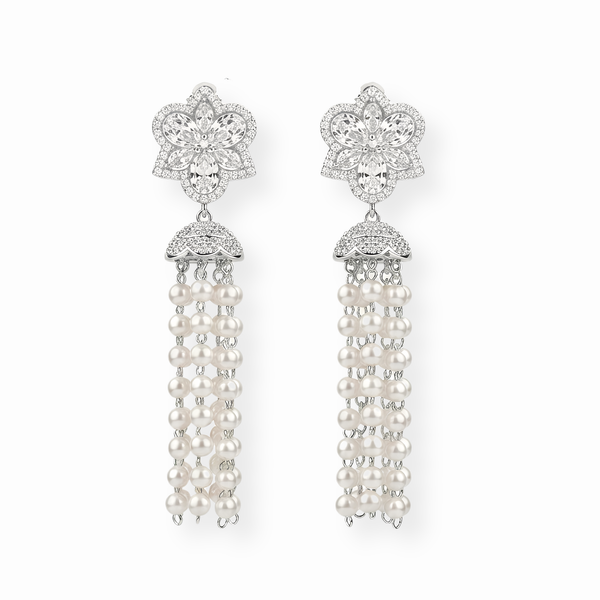 Aretes Laminados en Oro de 18KL con Cristales con Baby Perlas