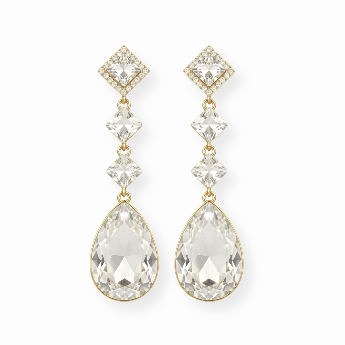 Aretes Laminados en Oro de 18KL con Cristales Austriacos