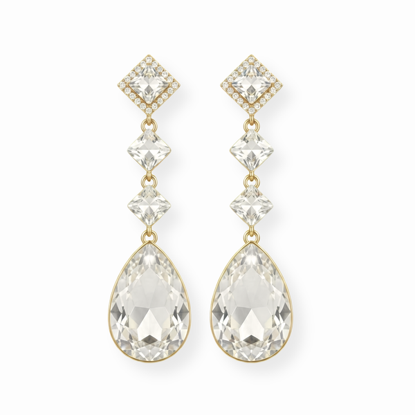 Aretes Laminados en Oro de 18KL con Cristales Austriacos
