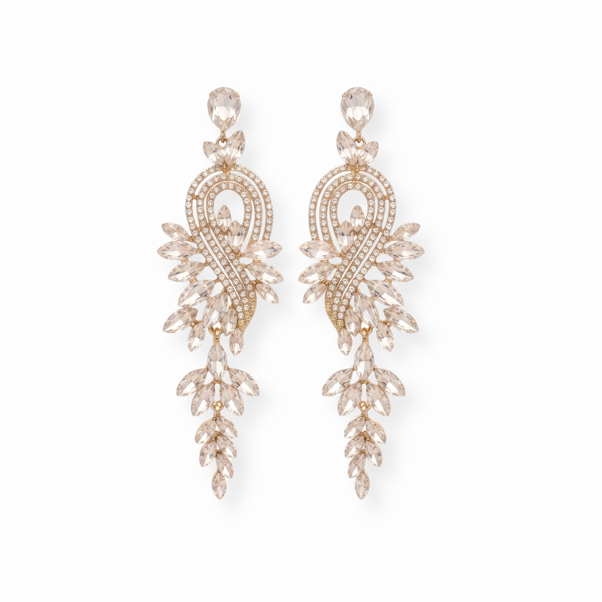 Aretes Laminados en Oro de 18KL con Cristales Austriacos