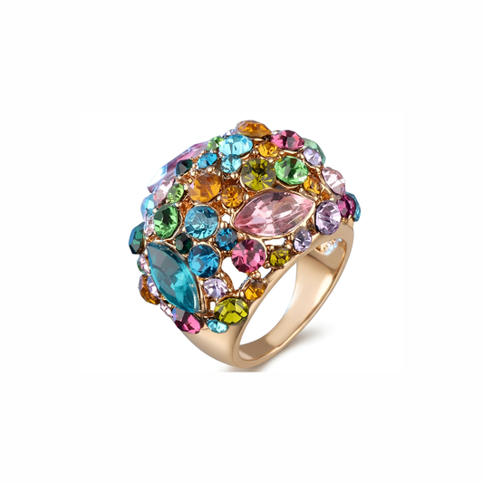 Anillo Laminado en Oro de 18KL con Cristales Austriacos
