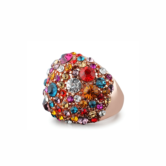 Anillo Laminado en Oro de 18KL con Cristales Austriacos