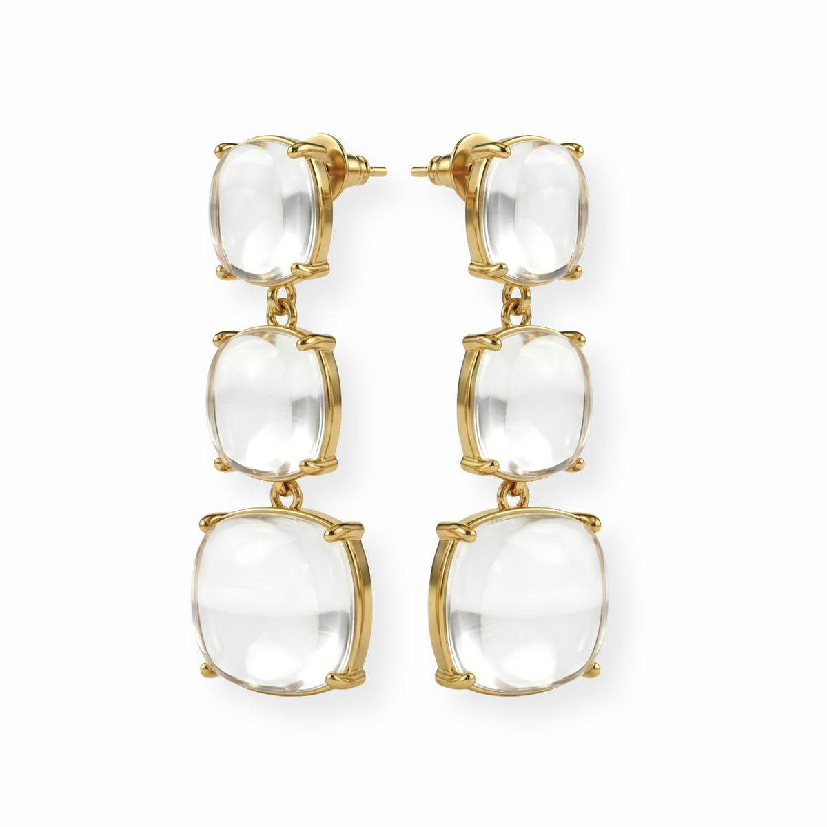 Aretes Laminados en Oro de 18KL con Resina Pulida
