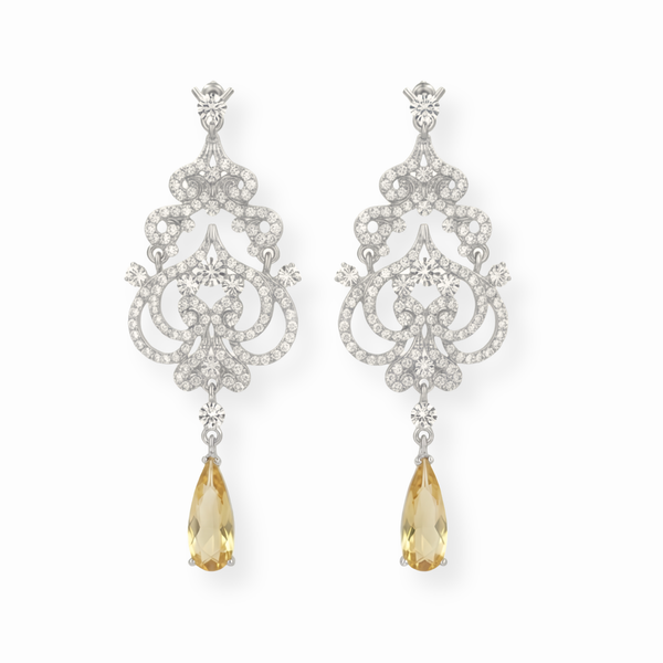 Aretes Laminados en Oro de 18KL con Cristales