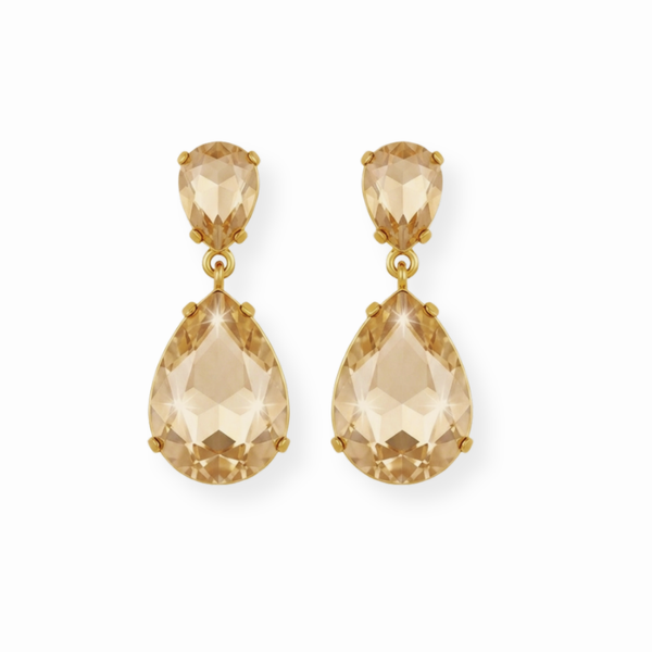 Aretes Laminados en Oro de 18KL con Cristales Checo