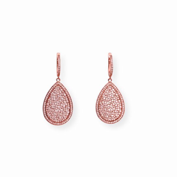 Aretes Laminados en Oro Rosa de 18KL con Swarovski