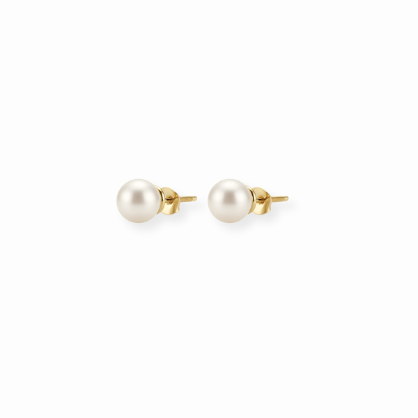 Aretes Laminados en Oro de 18KL con Perlas Cultivadas Españolas de 4mm