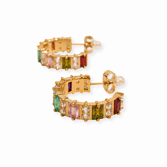 Argollas en oro 18KL y cristales austriacos