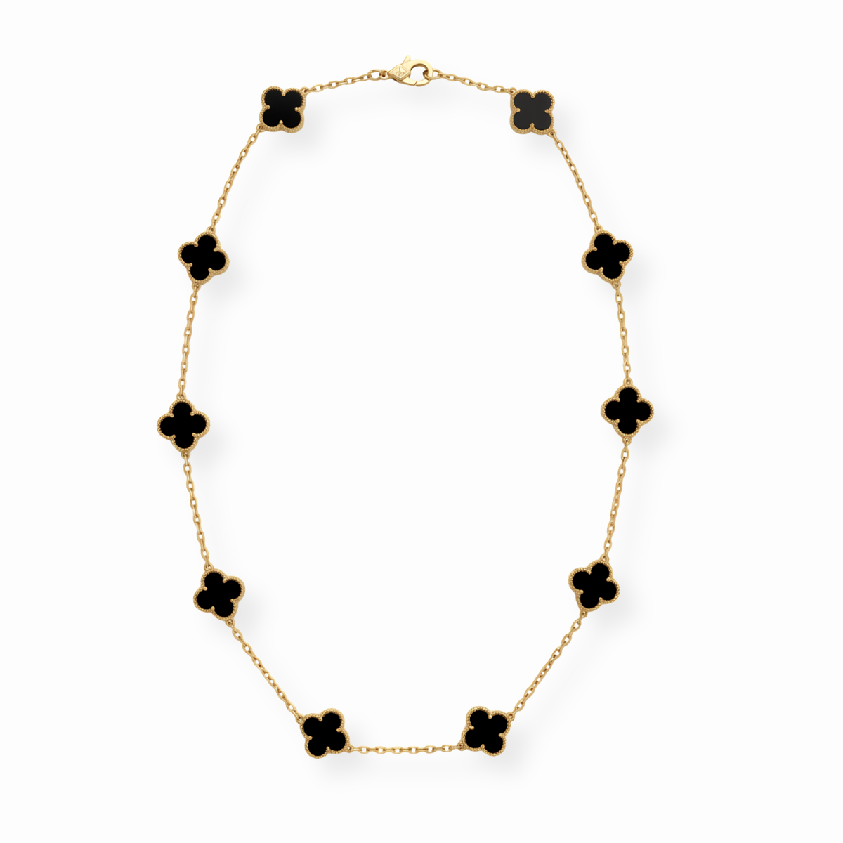 Collar Largo Laminado en Oro de 18KL y Ónix
