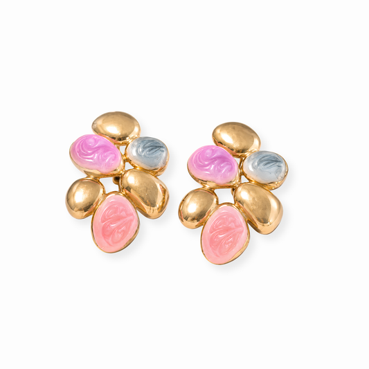 Aretes Laminados en Oro de 18KL con Resina