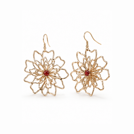 Aretes en oro 18KL con cristales