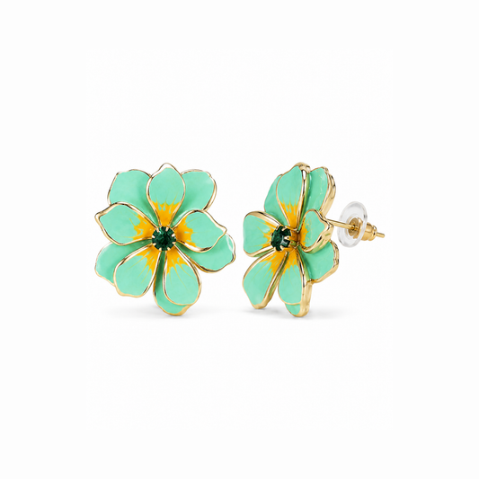 Aretes enchapados en oro 18KL con resina