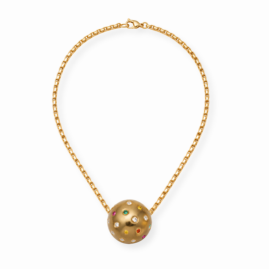 Collar Laminado en Oro de 18KL con Swarovski de Colores