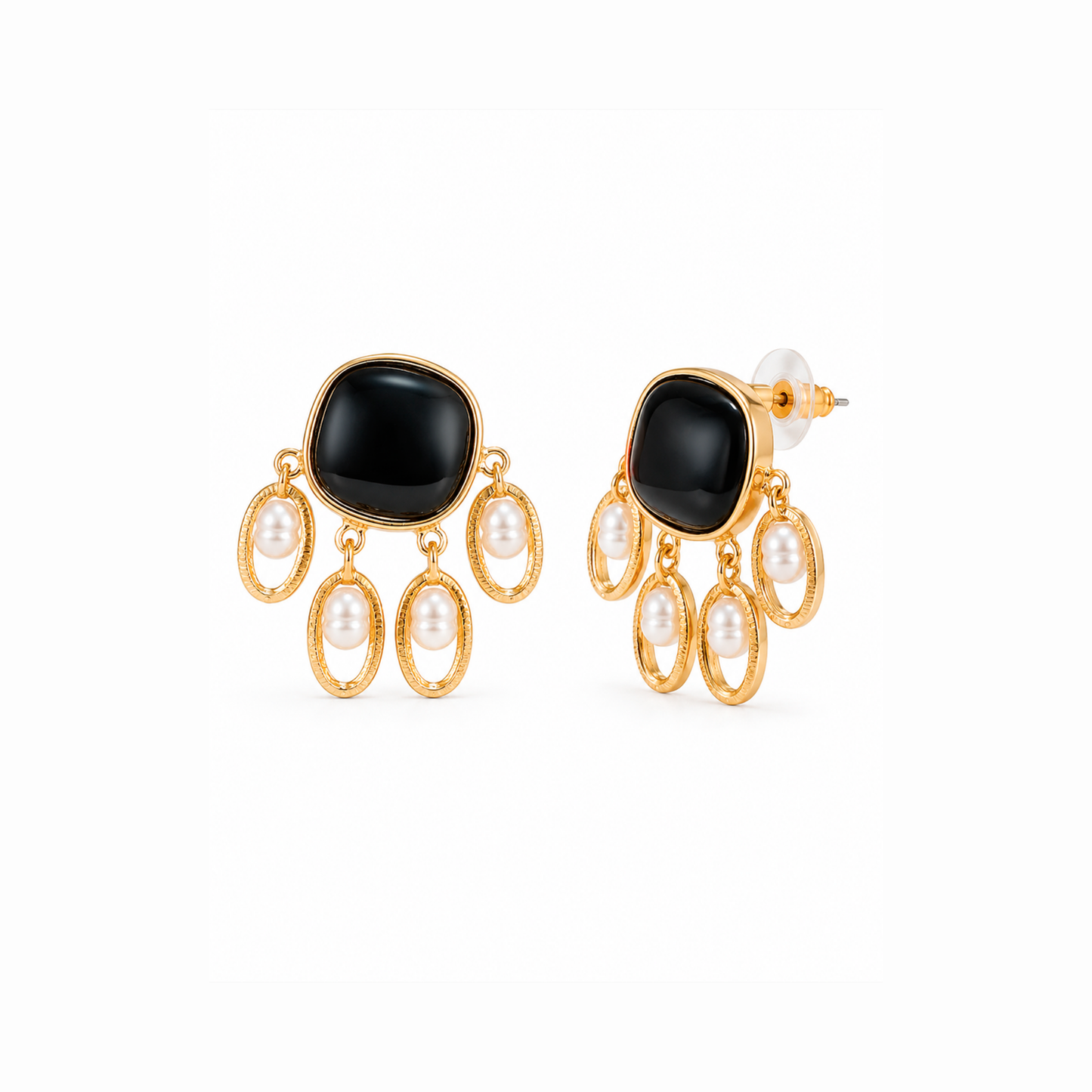 Aretes enchapados en oro 18KL con resina