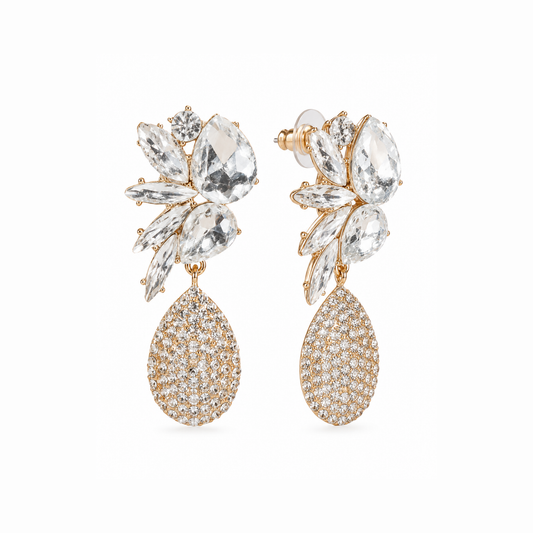 Aretes en enchape de oro 18KL con cristales checos