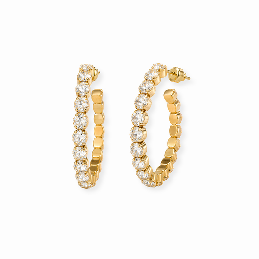 Aretes Laminados en Oro de 18KL con Swarovski
