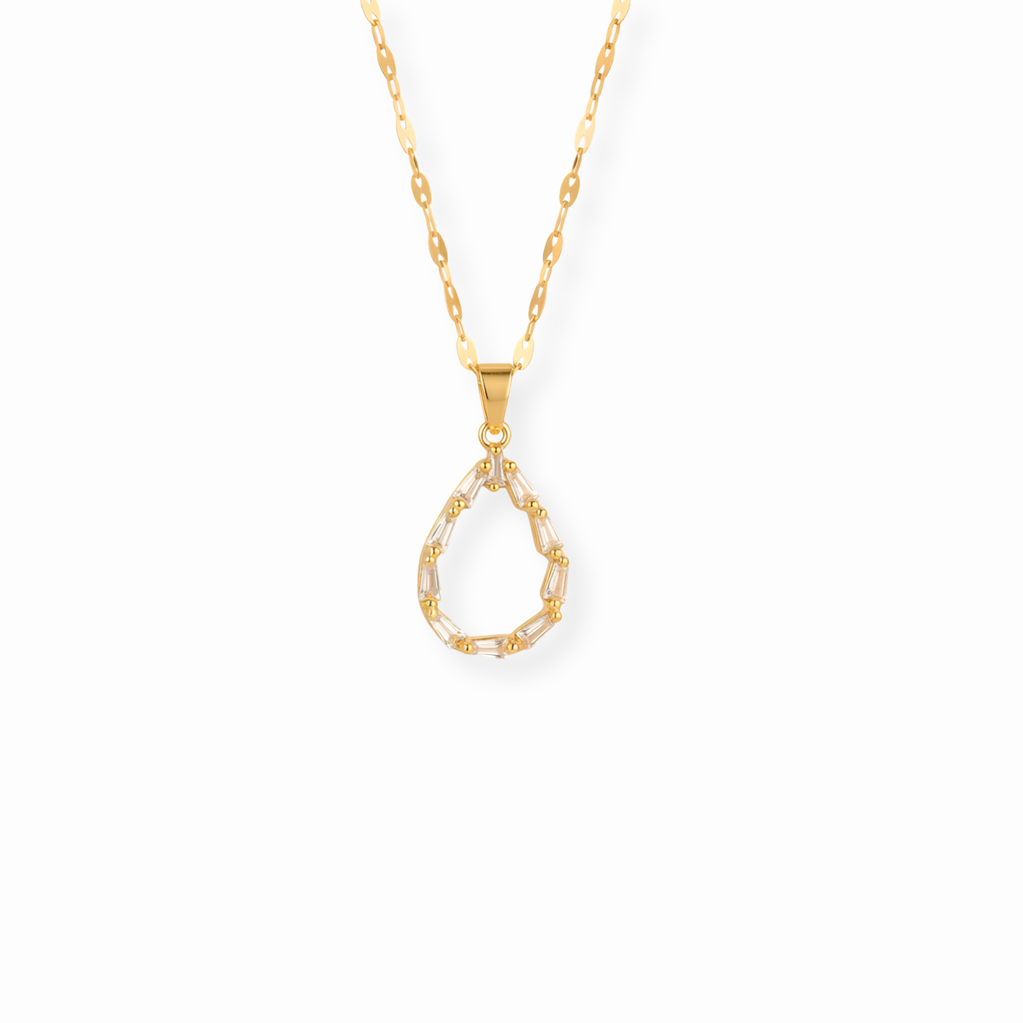 Collar Laminado en Oro de 18KL con Swarovski y Recubrimiento de Rodium