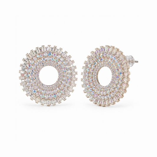 Aretes Laminados en Oro de 18KL con Cristales Austricos