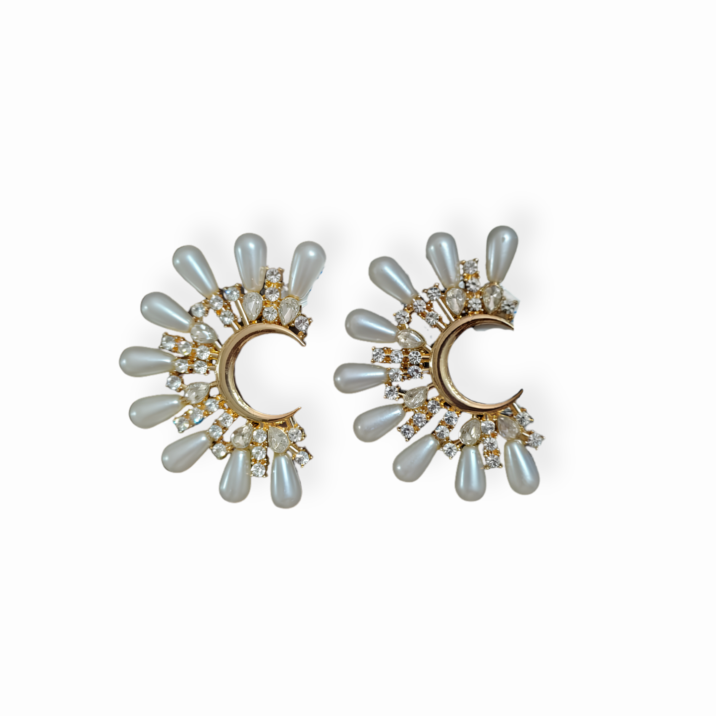 Aretes en oro 18KL con cristales y perlas artificiales