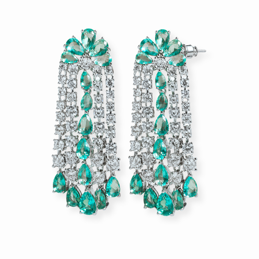 Aretes Laminados en Oro de 18KL con Piedras Semipreciosas y Rodium