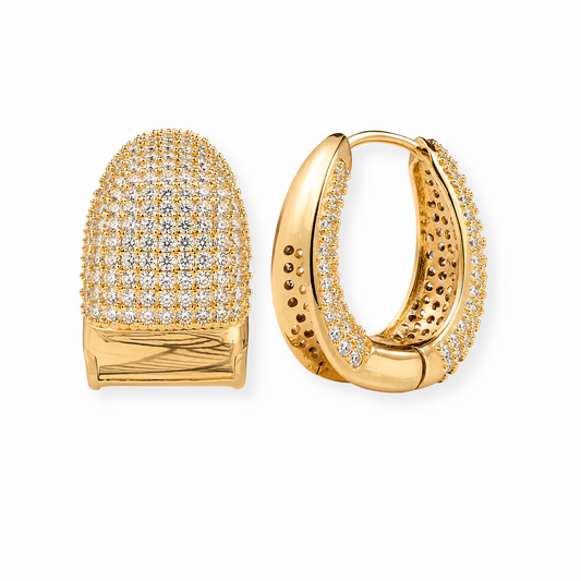 Aretes Laminados en Oro de 18KL con Swarovski y Rodium