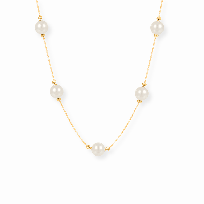 Collar Enchapado en Oro de 18KL con Perlas Artificiales Recubiertas en Nácar