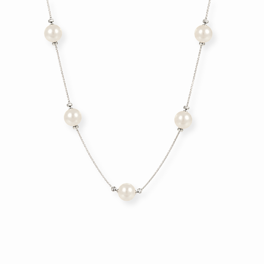 Collar Enchapado en Oro de 18KL con Perlas Artificiales Recubiertas en Nácar