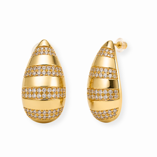 Aretes de Gota Laminados en Oro de 18KL con Circonias