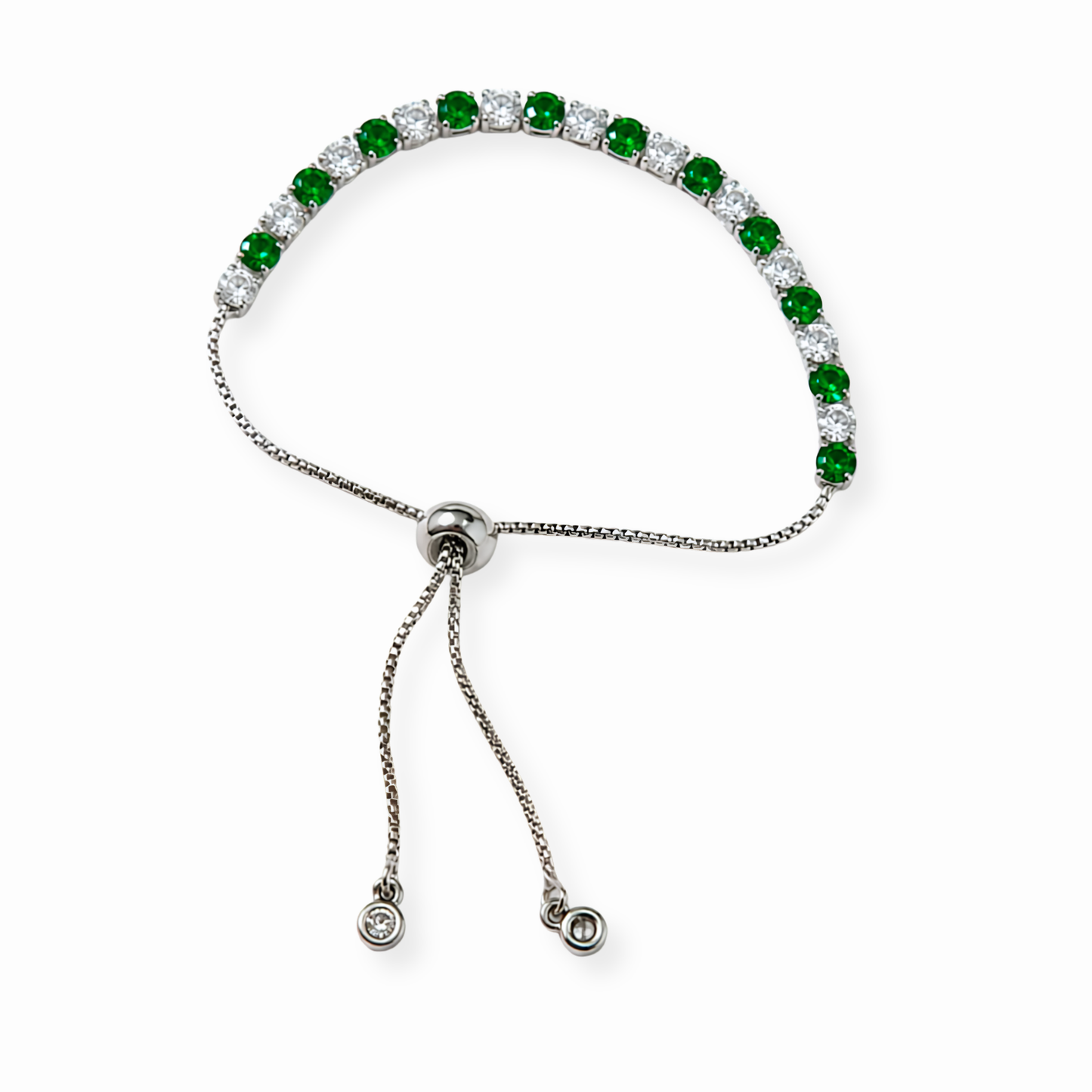 Pulsera Laminada en Oro Blanco de 18KL con Cristales Austriacos