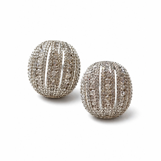 Aretes Laminados en Oro de 18KL con Swarovski y Rodium