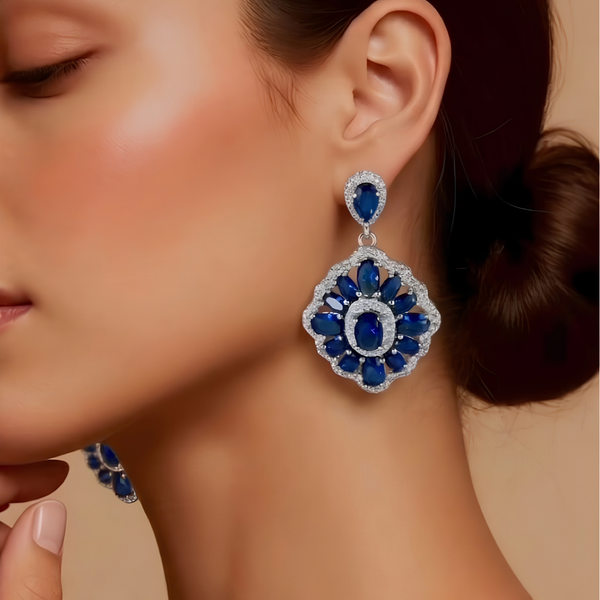 Aretes Laminados en Oro de 18KL con Swarovski y Rodium