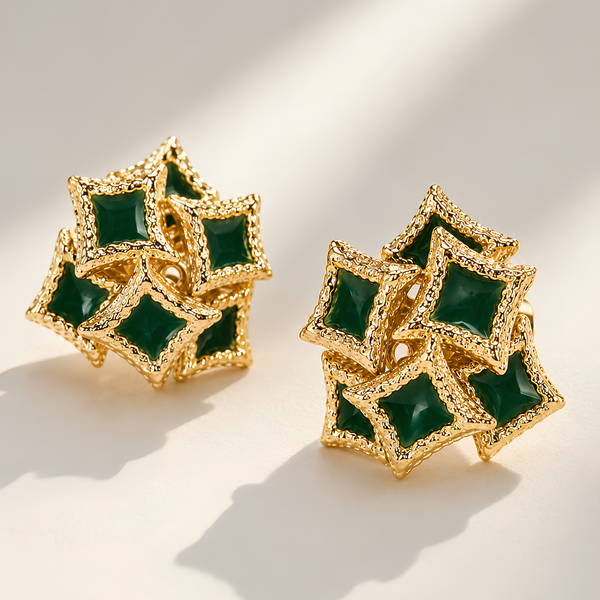 Aretes Laminados en Oro de 18KL y Esmaltados con Brillo