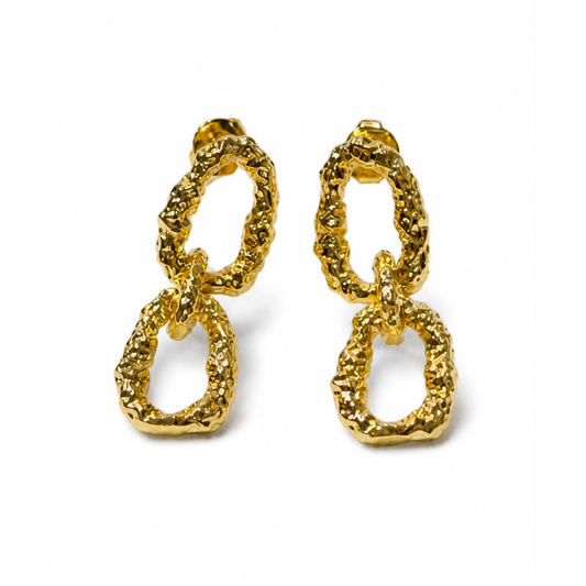 Aretes Laminados en Oro de 18KL Mate Texturizado
