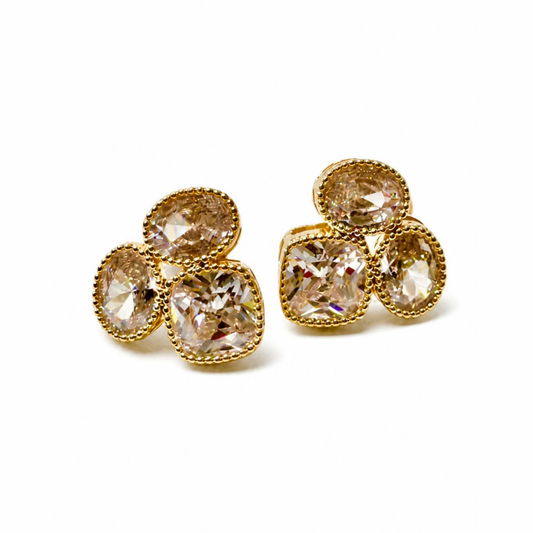 Aretes Laminados en Oro de 18KL con Cristales Austriacos